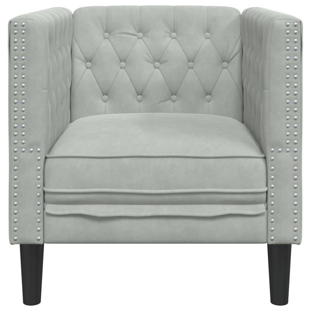 vidaXL Chesterfield-Sessel Hellgrau Samt