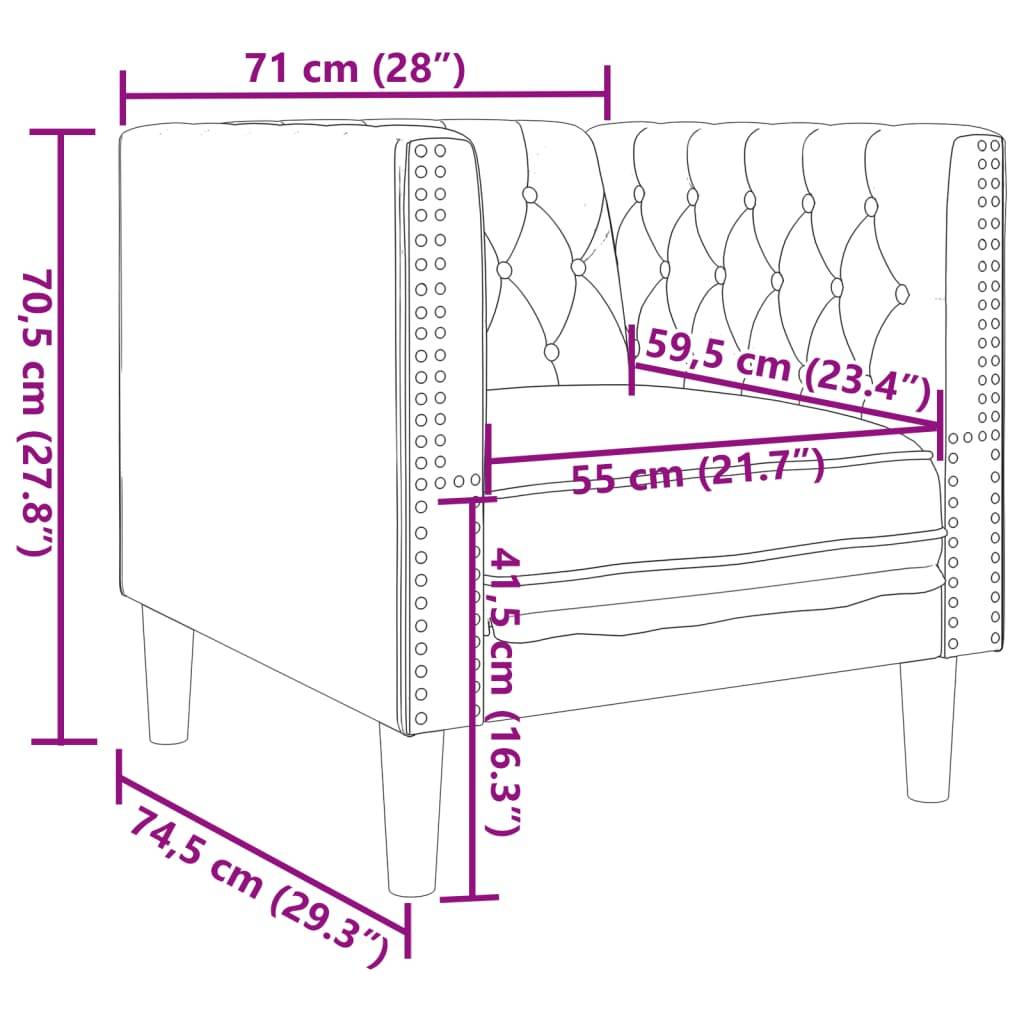 vidaXL Chesterfield-Sessel Hellgrau Samt