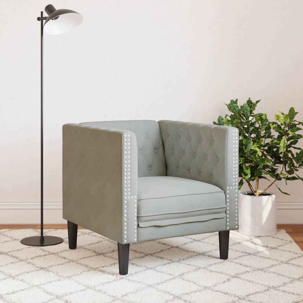 vidaXL Chesterfield-Sessel Hellgrau Samt
