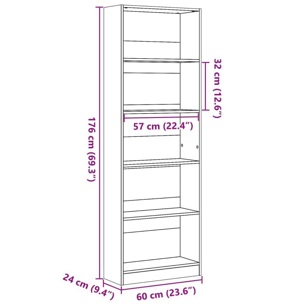 vidaXL Bücherregal Räuchereiche 60x24x176 cm Holzwerkstoff