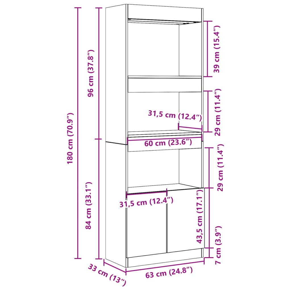 vidaXL Highboard 63x33x180 cm Grau Sonoma Holzwerkstoff