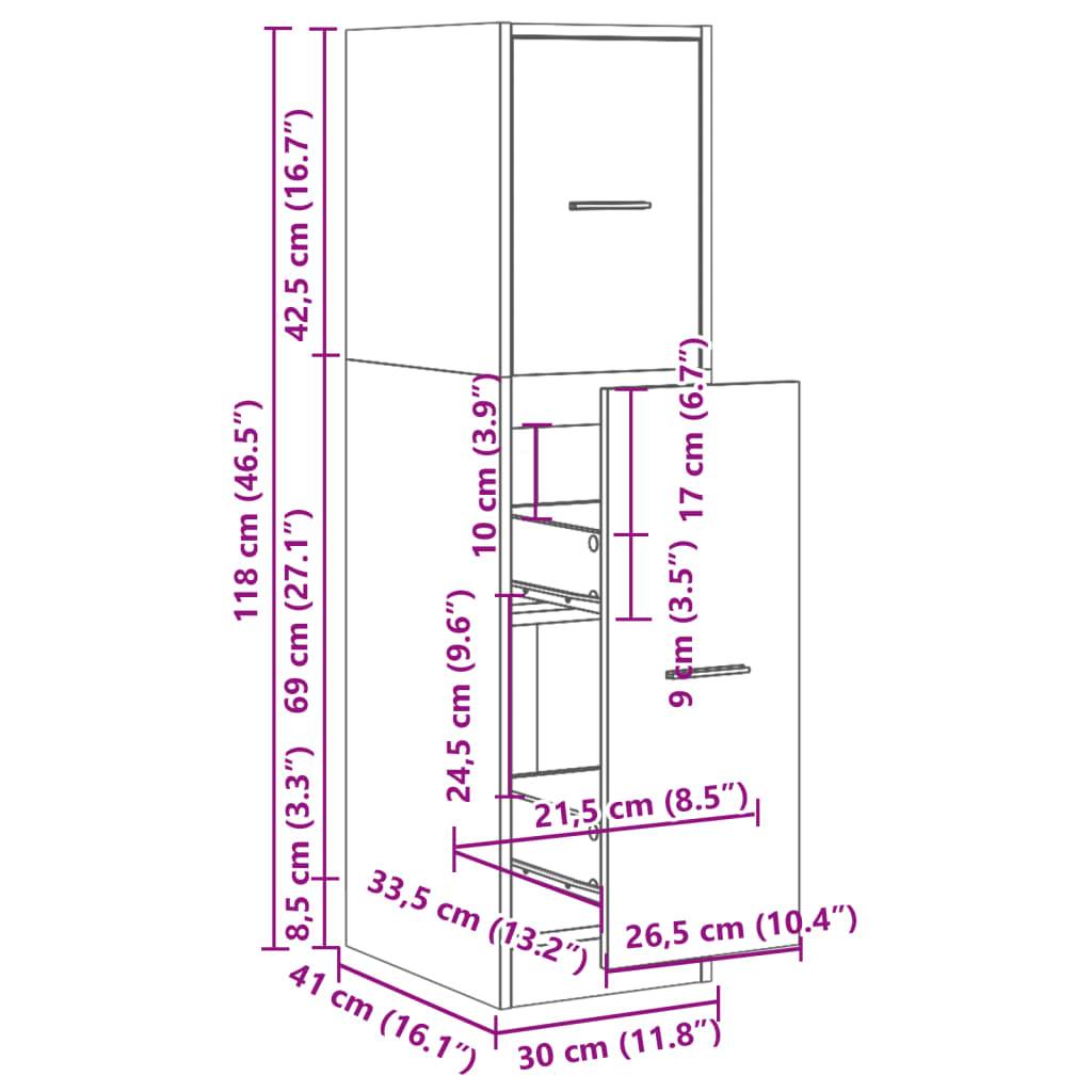 vidaXL Apothekerschrank Weiß 30x41x118 cm Holzwerkstoff