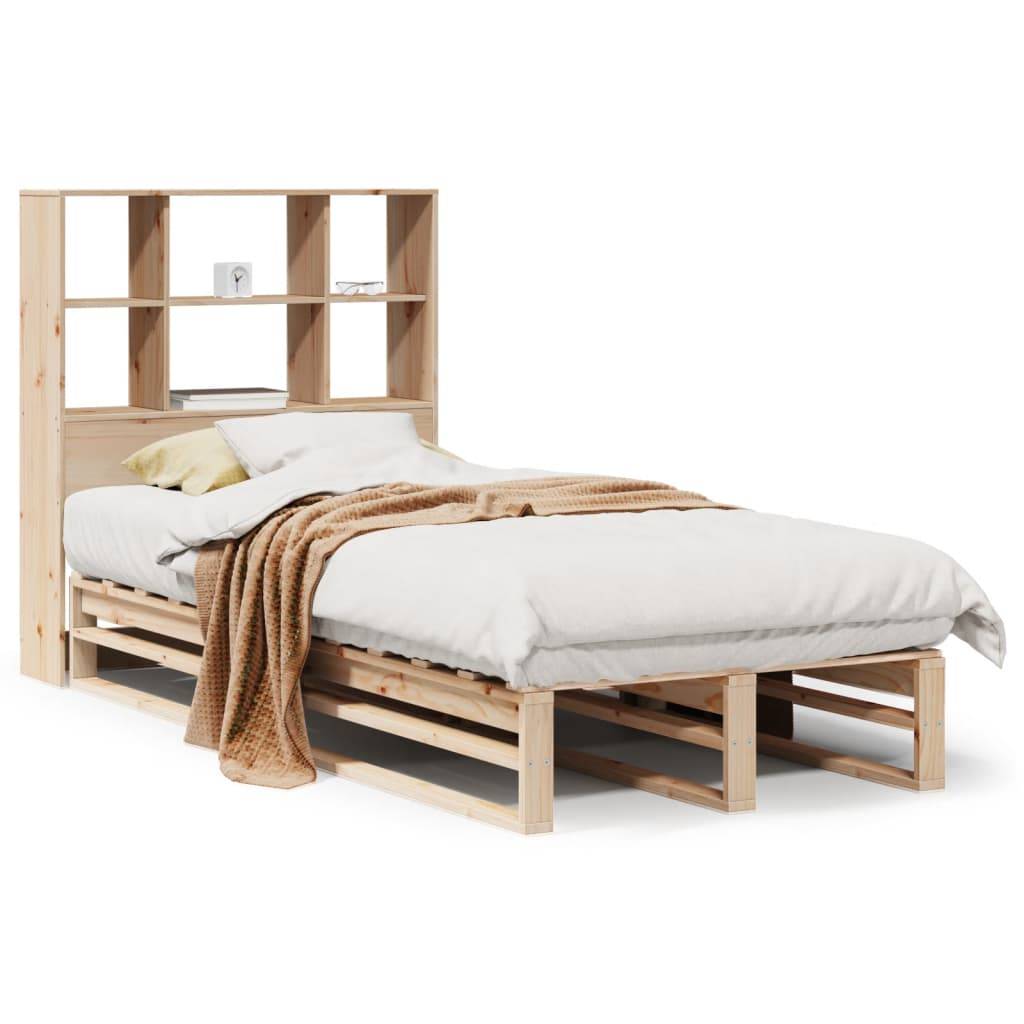 vidaXL Massivholzbett mit Regal ohne Matratze 90x200 cm Massivholz