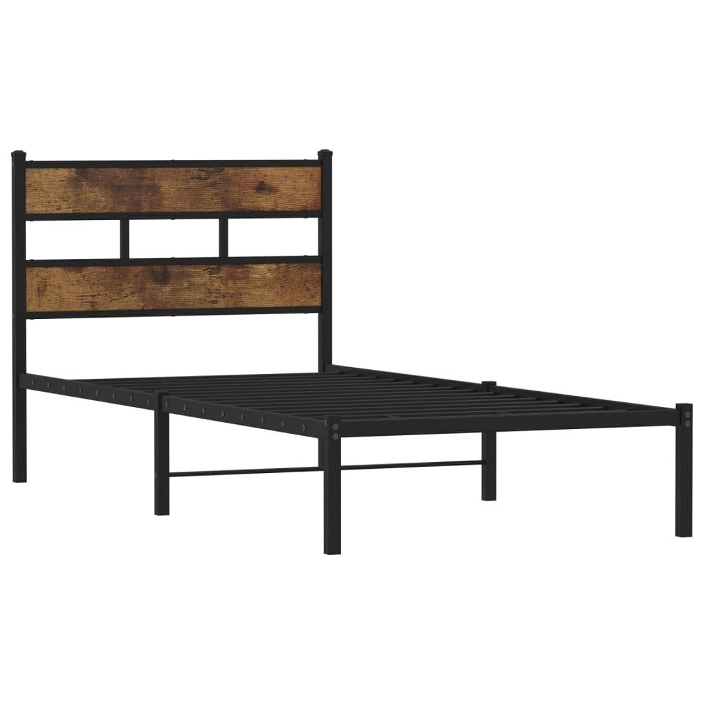 vidaXL Metallbett ohne Matratze Räuchereiche 80x200 cm