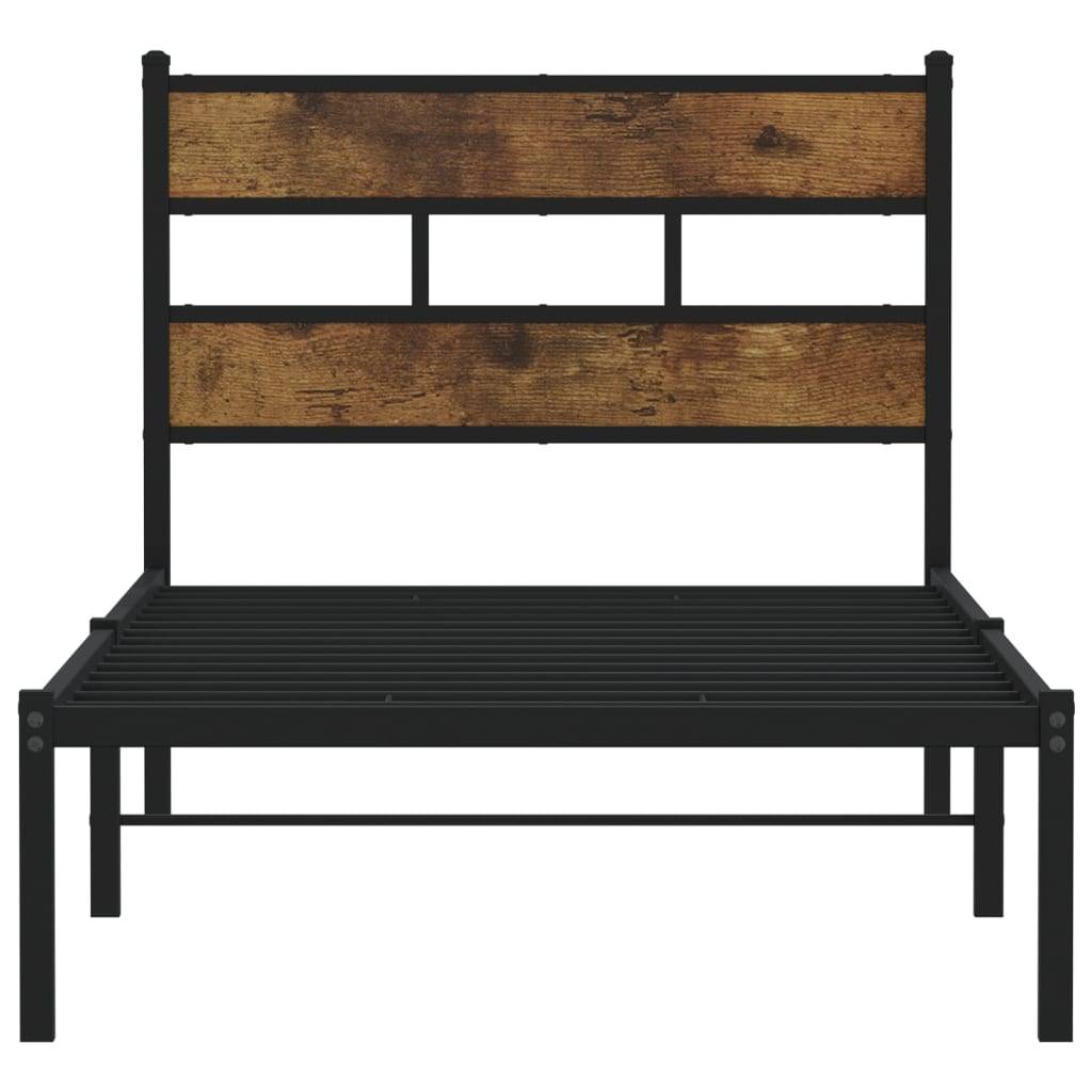 vidaXL Metallbett ohne Matratze Räuchereiche 107x203 cm