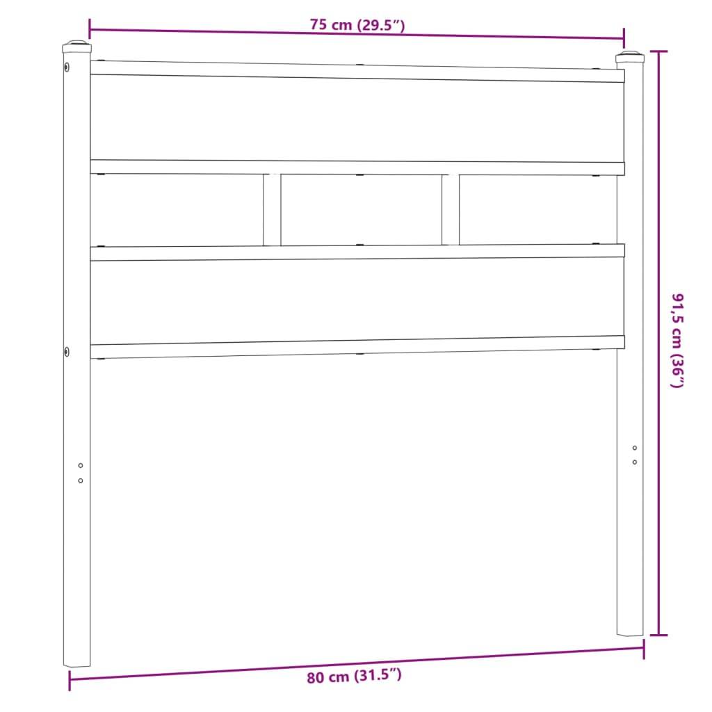 vidaXL Kopfteil Räuchereiche 75 cm Eisen und Holzwerkstoff