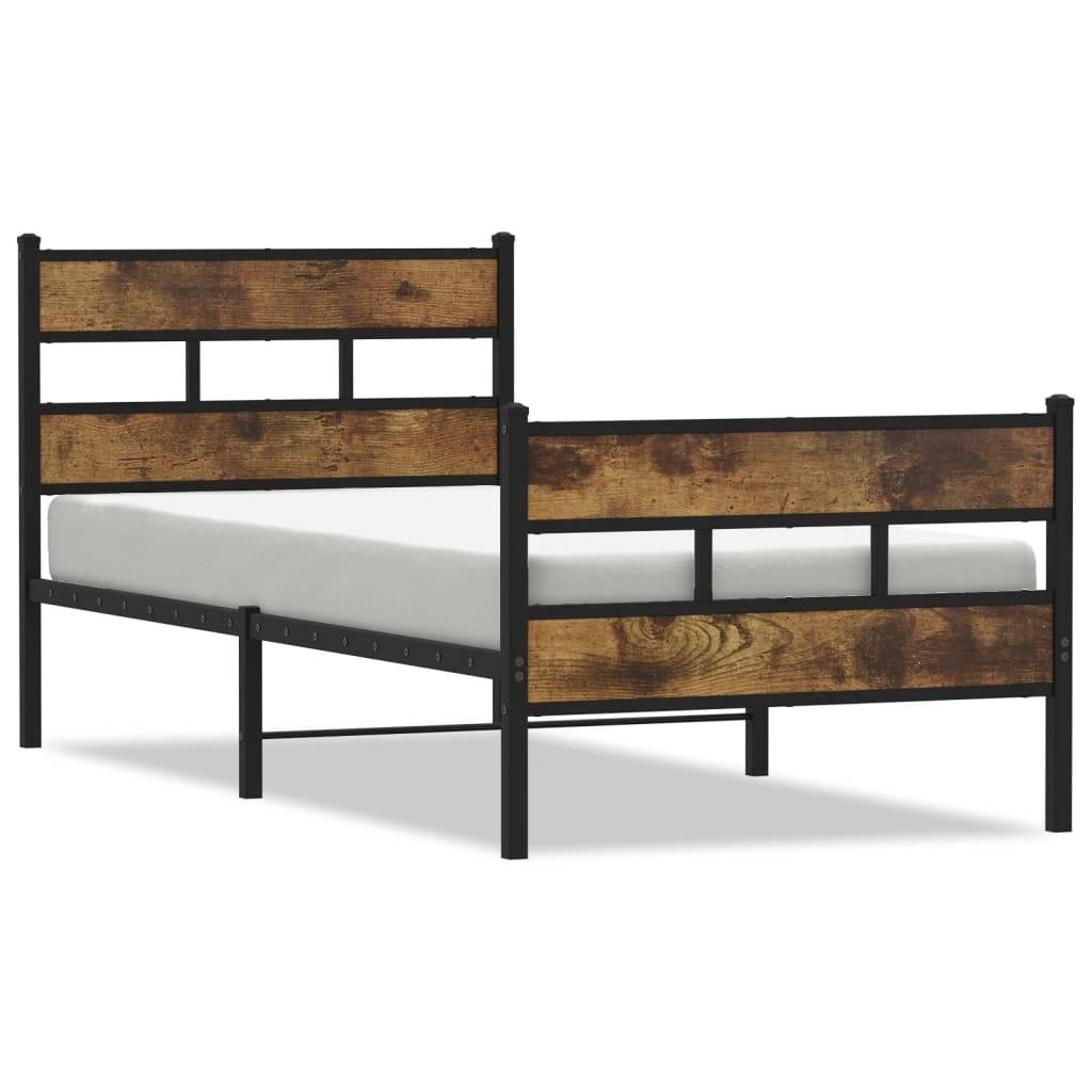 vidaXL Metallbett ohne Matratze Räuchereiche 100x190 cm