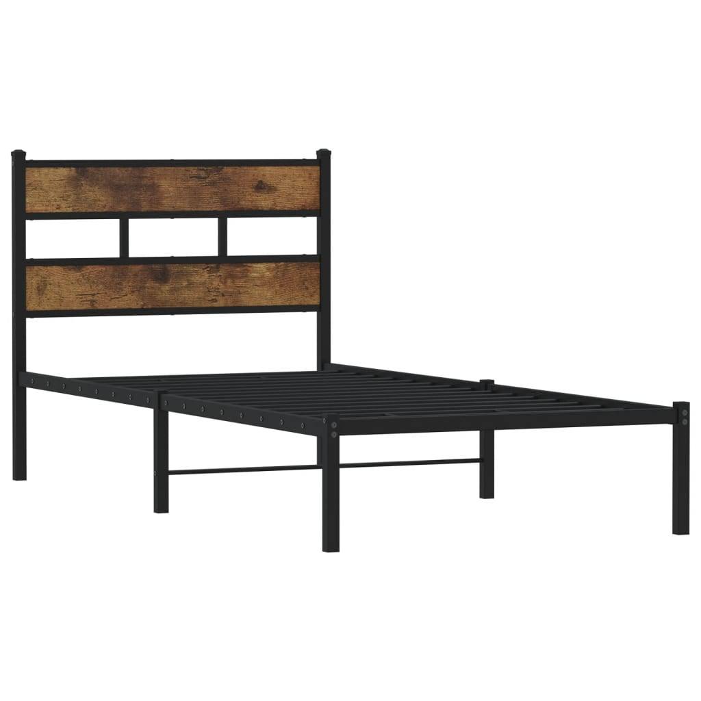 vidaXL Metallbett ohne Matratze Räuchereiche 75x190 cm