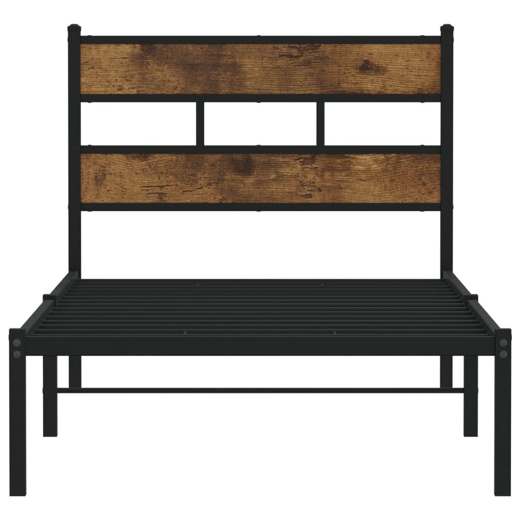 vidaXL Metallbett ohne Matratze Räuchereiche 75x190 cm