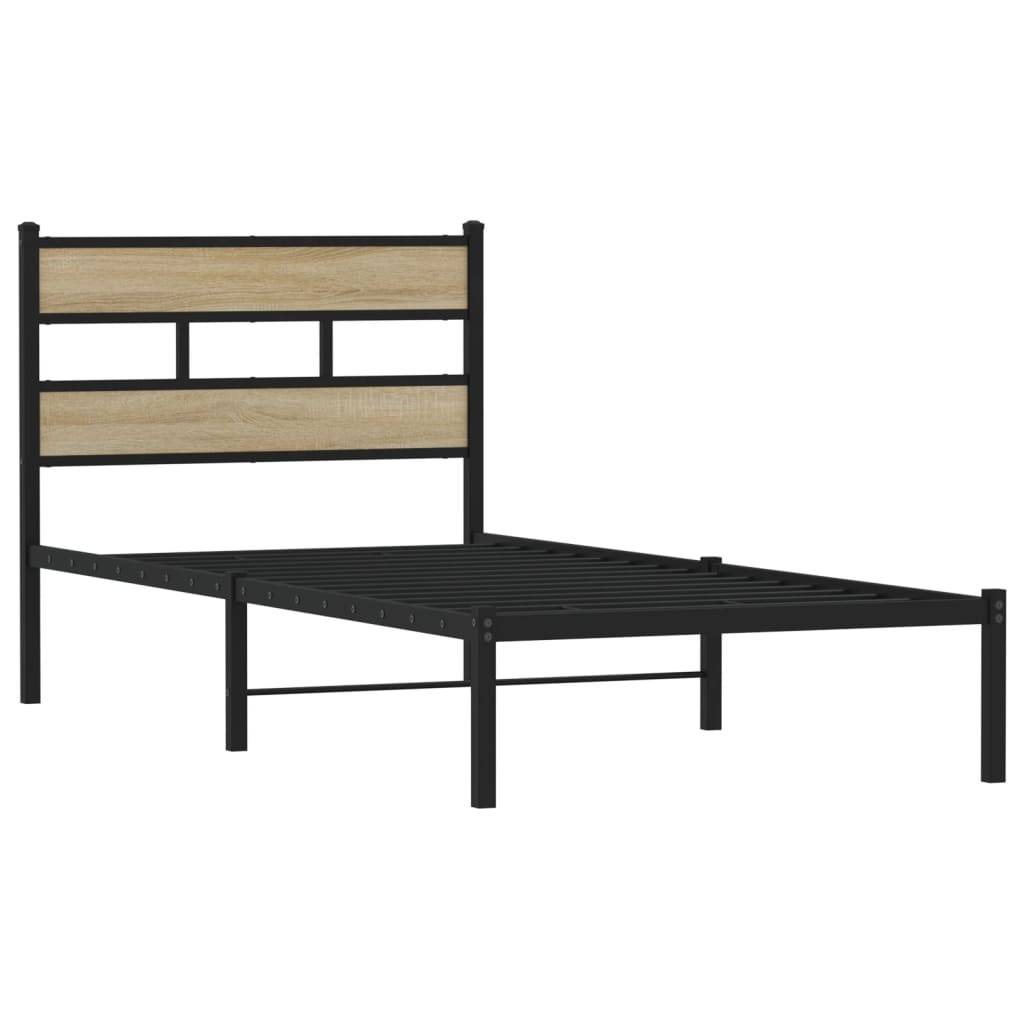 vidaXL Metallbett ohne Matratze Sonoma-Eiche 75x190 cm