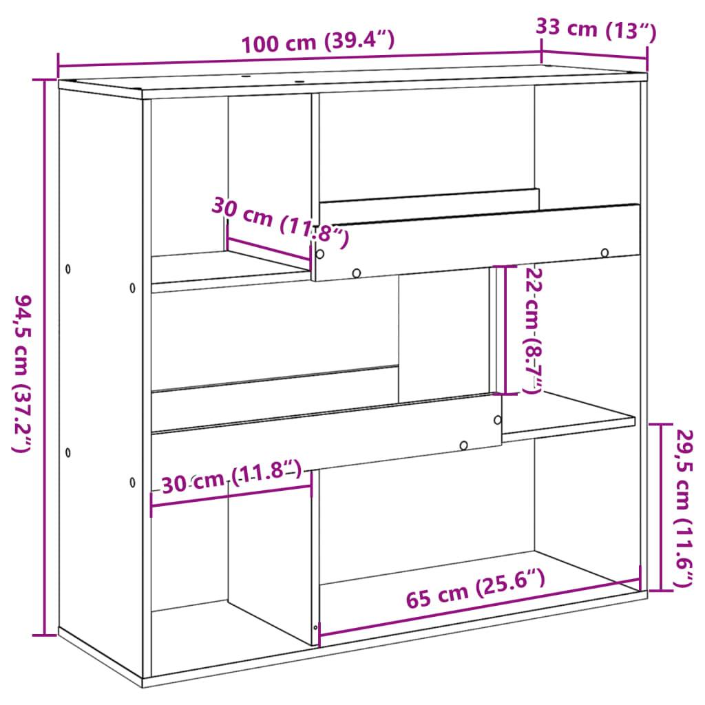 vidaXL Bücherregal/Raumteiler Artisan-Eiche 100x33x94,5 cm