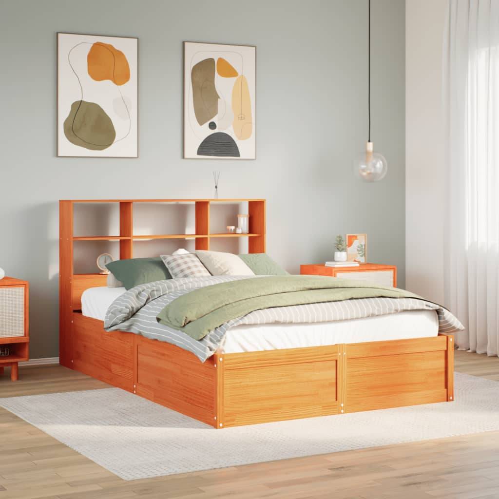 vidaXL Massivholzbett ohne Matratze Wachsbraun 140x200 cm Kiefernholz