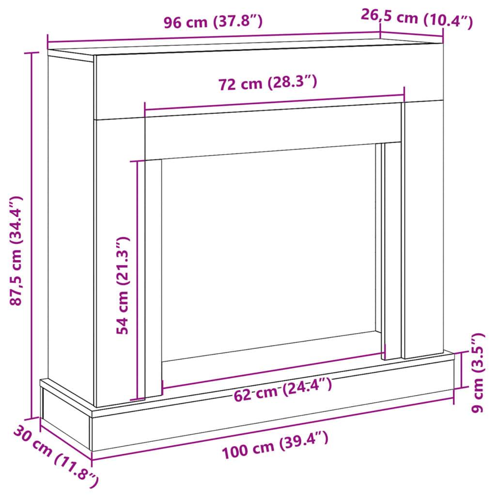 vidaXL Kaminumrandung Räuchereiche 100x30x87,5 cm Holzwerkstoff