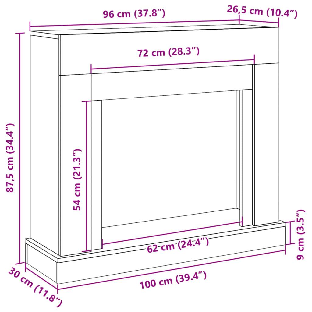 vidaXL Kaminumrandung Altholz-Optik 100x30x87,5 cm Holzwerkstoff
