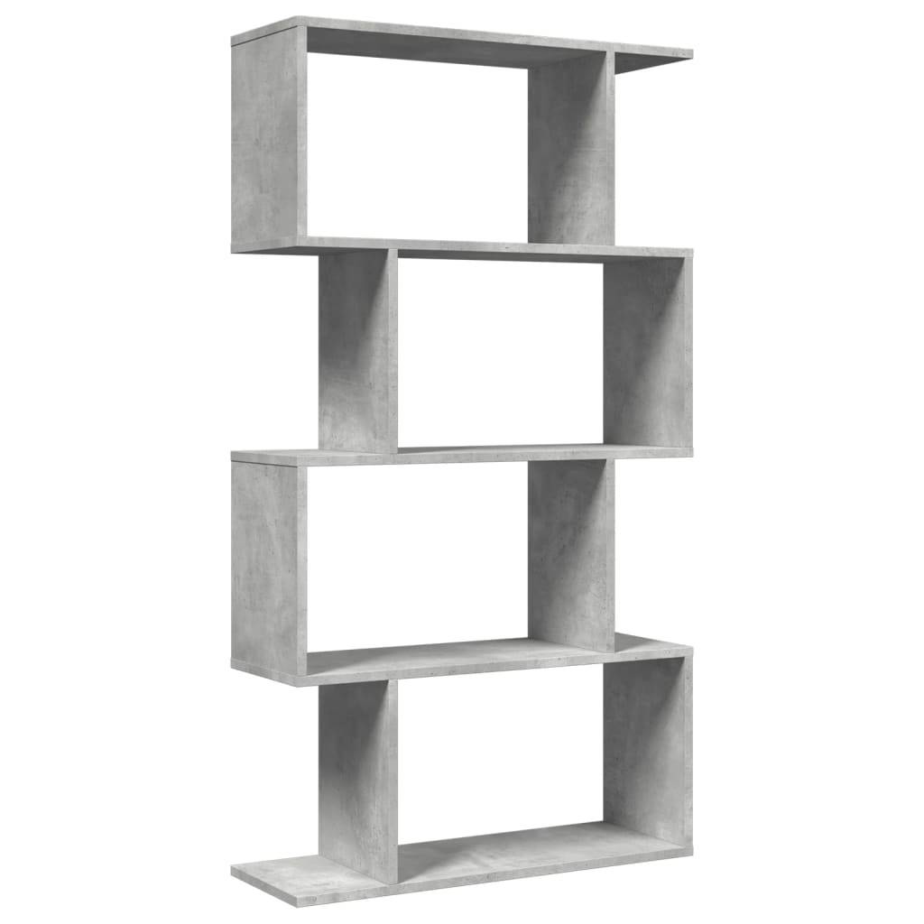 vidaXL Raumteiler-Bücherregal 4 Böden Betongrau 70x24x129 cm