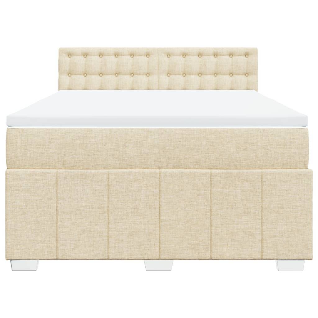 vidaXL Boxspringbett mit Matratze Creme 140x200 cm Stoff