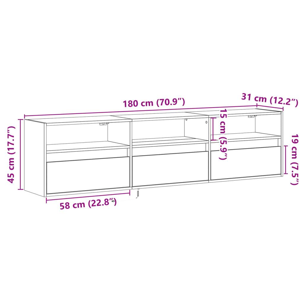 vidaXL TV-Wandschrank mit LED Schwarz 180x31x45 cm