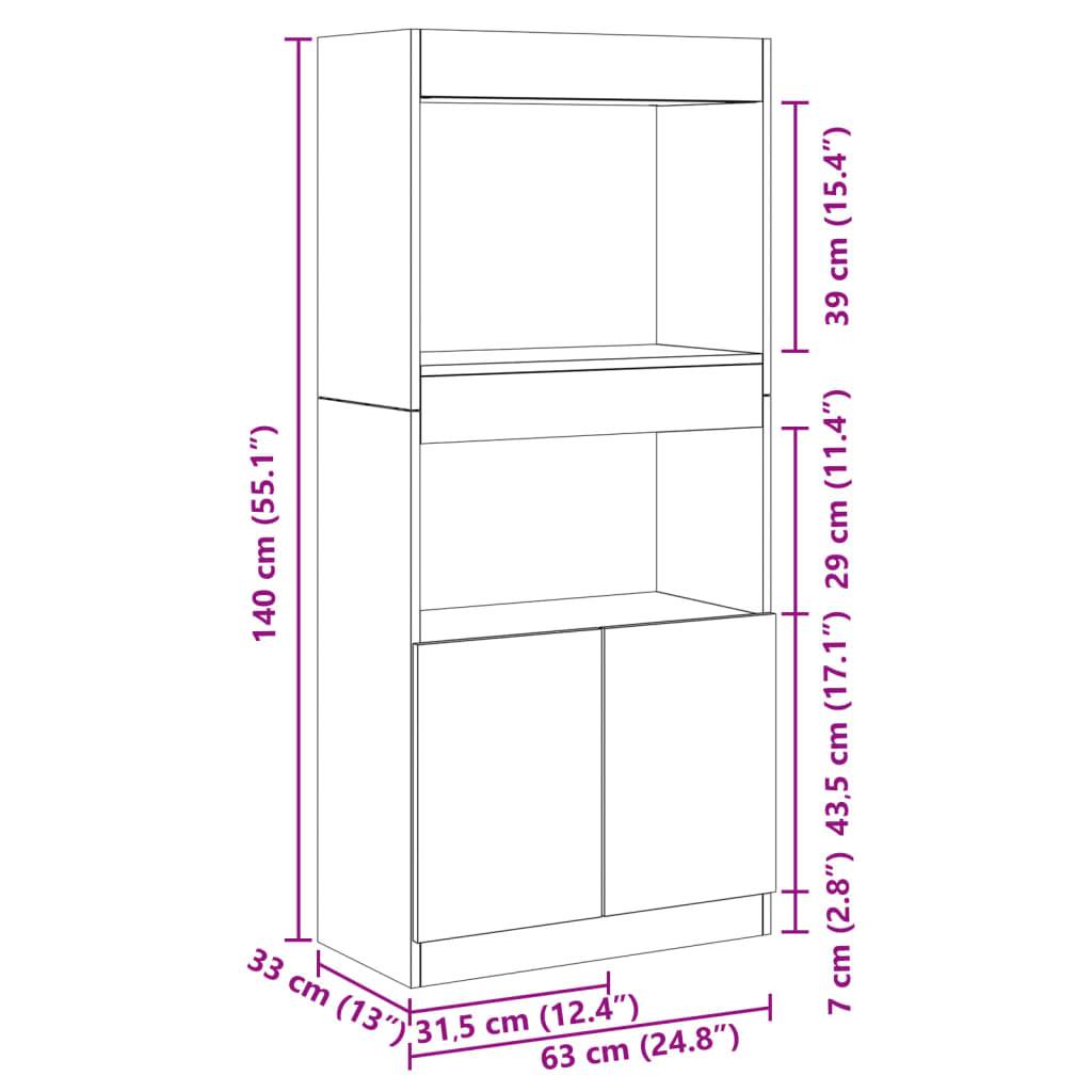 vidaXL Highboard Altholz-Optik 63x33x140 cm Holzwerkstoff