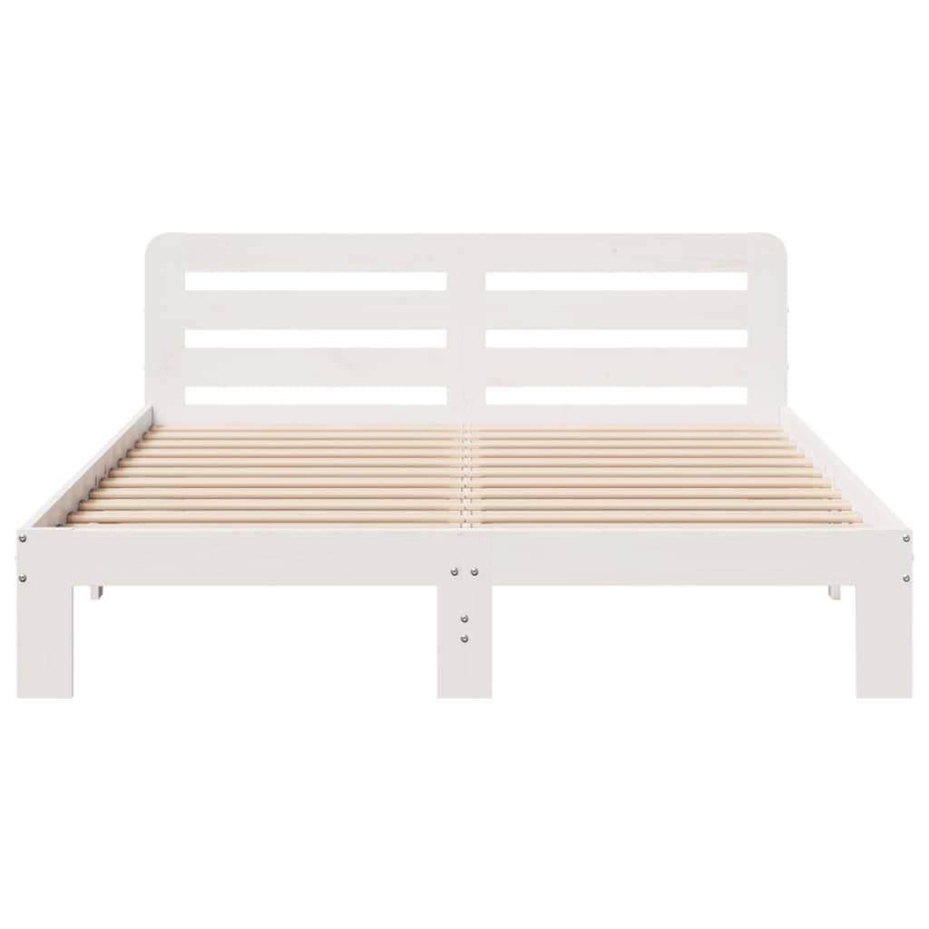 vidaXL Massivholzbett ohne Matratze Weiß 160x200 Kiefernholz