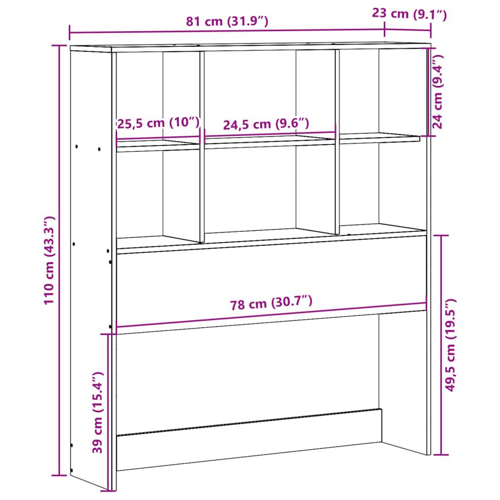vidaXL Kopfteil mit Stauraum Wachsbraun 75 cm Massivholz Kiefer