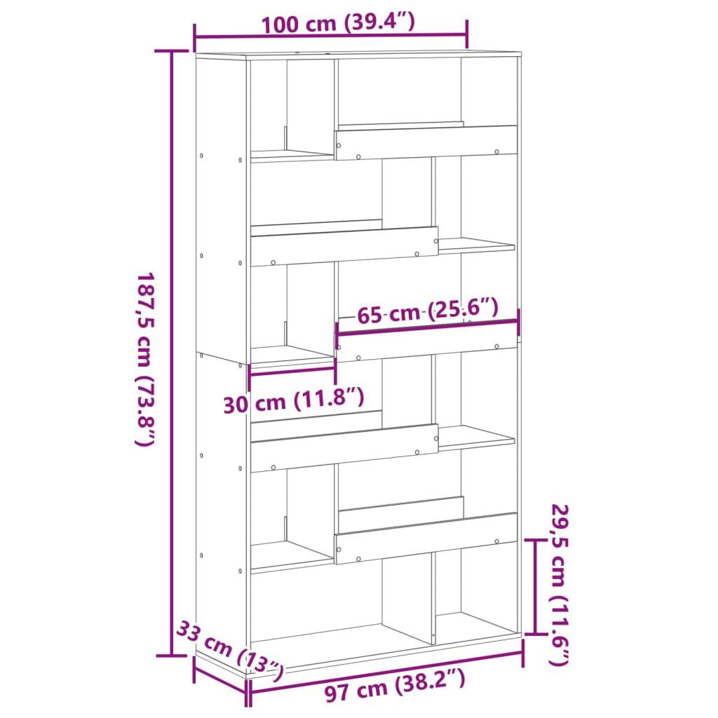 vidaXL Bücherregal Weiß 100x33x187,5 cm Holzwerkstoff