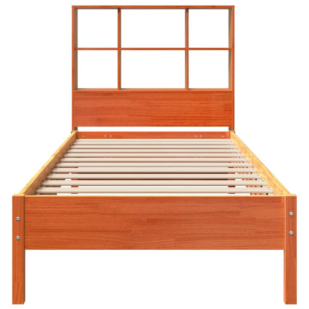 vidaXL Massivholzbett mit Regal ohne Matratze Wachsbraun 75x190 cm