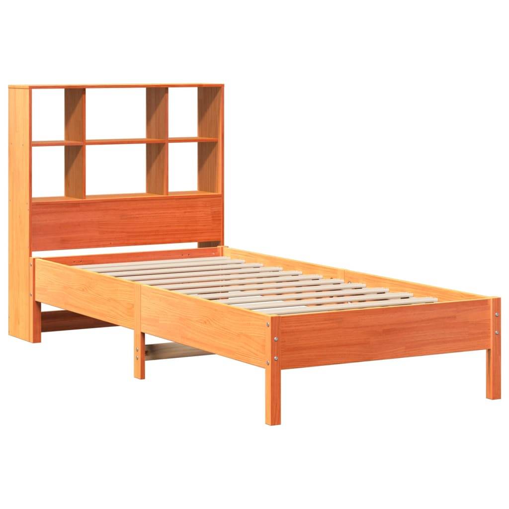 vidaXL Massivholzbett mit Regal ohne Matratze Wachsbraun 75x190 cm