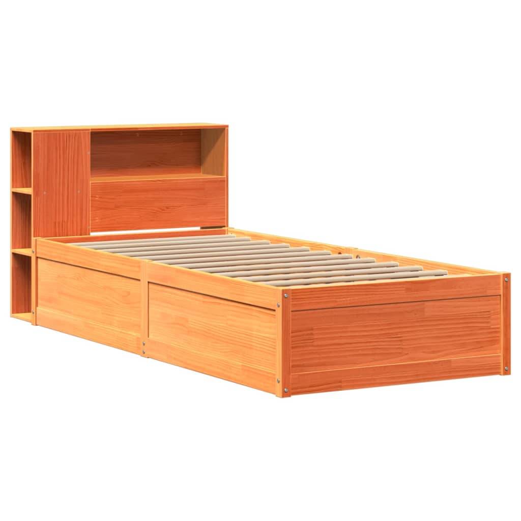 vidaXL Massivholzbett ohne Matratze Wachsbraun 100x200 Kiefernholz