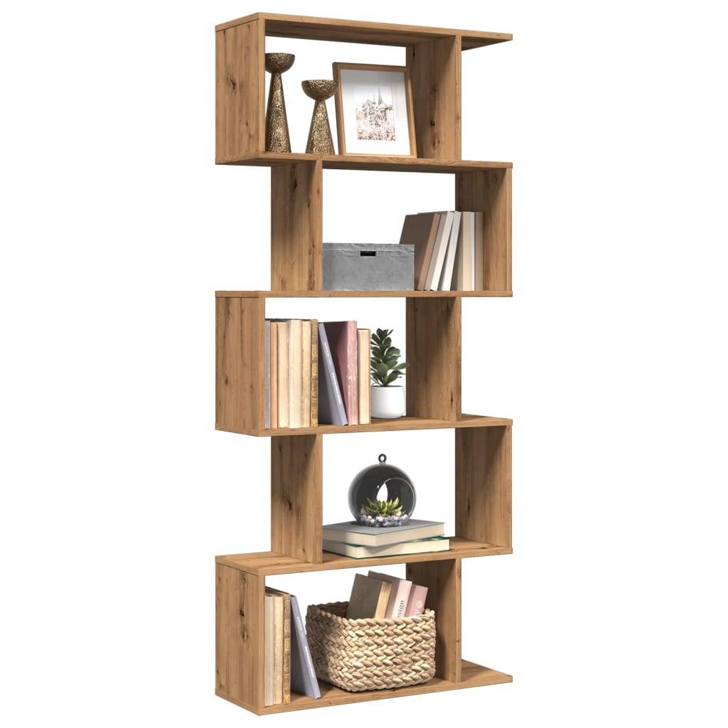 vidaXL Raumteiler-Bücherregal 5 Etagen Artisan-Eiche 70x24x161 cm