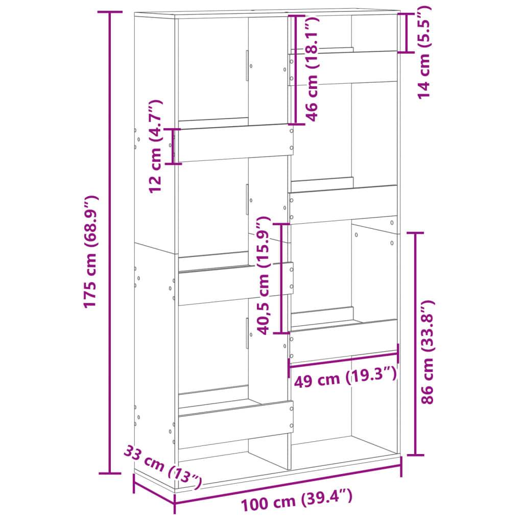 vidaXL Bücherregal Sonoma-Eiche 100x33x175 cm Holzwerkstoff