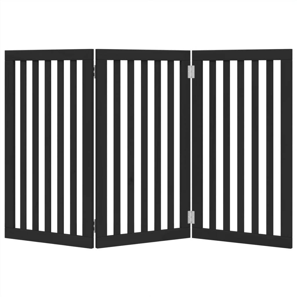 vidaXL 3-tlg. Hundetor Faltbar Schwarz 150 cm Pappelholz