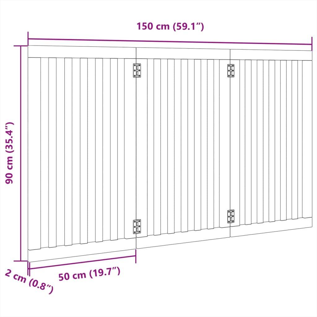 vidaXL 3-tlg. Hundetor Faltbar Schwarz 150 cm Pappelholz