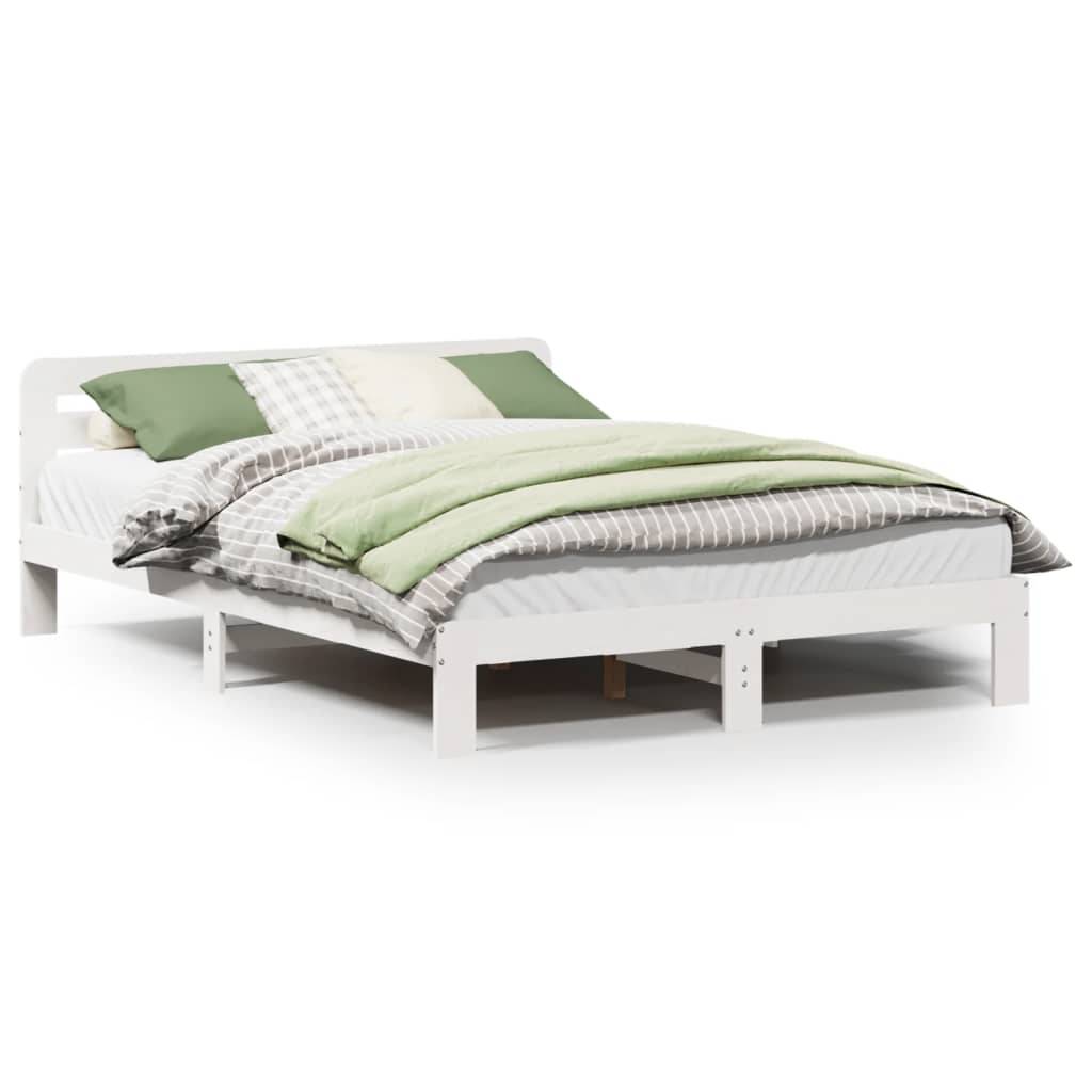 vidaXL Massivholzbett ohne Matratze Weiß 160x200 Kiefernholz