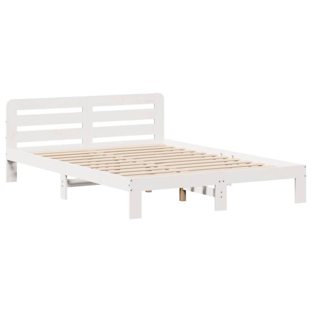vidaXL Massivholzbett ohne Matratze Weiß 160x200 Kiefernholz
