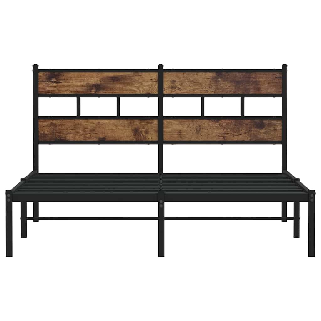 vidaXL Metallbett ohne Matratze Räuchereiche 135x190 cm
