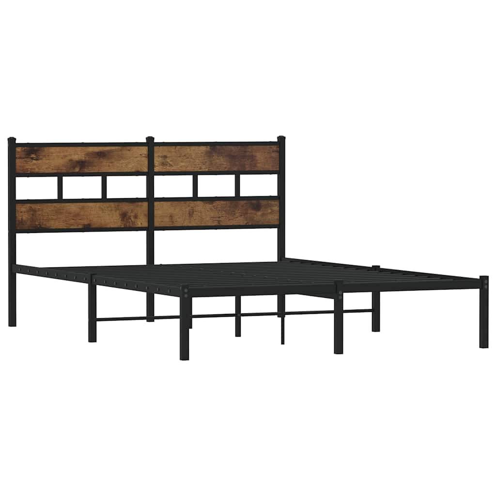 vidaXL Metallbett ohne Matratze Räuchereiche 135x190 cm