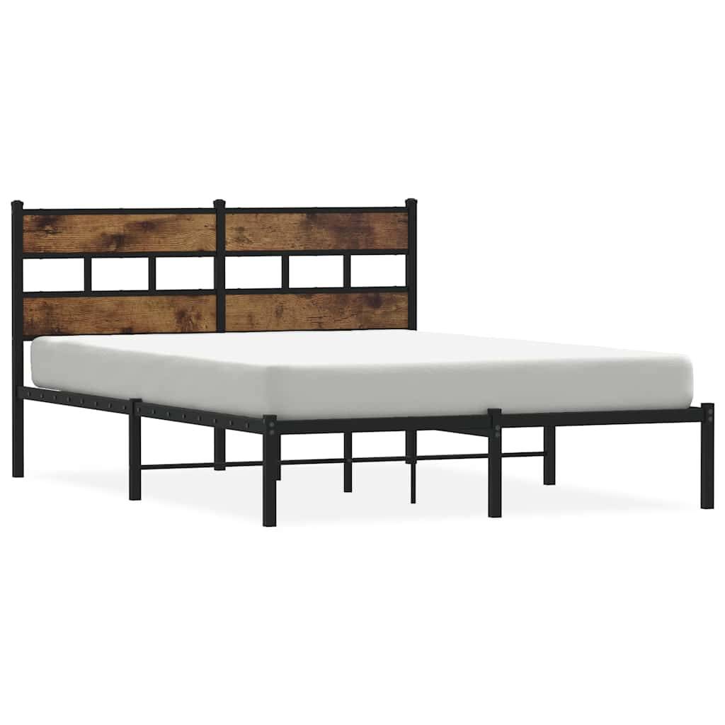 vidaXL Metallbett ohne Matratze Räuchereiche 135x190 cm