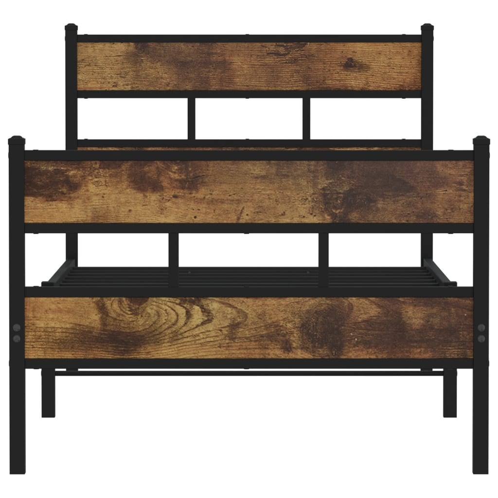 vidaXL Metallbett ohne Matratze Räuchereiche 100x190 cm