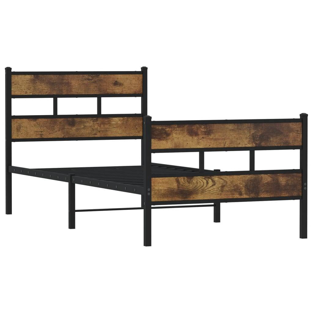 vidaXL Metallbett ohne Matratze Räuchereiche 100x190 cm