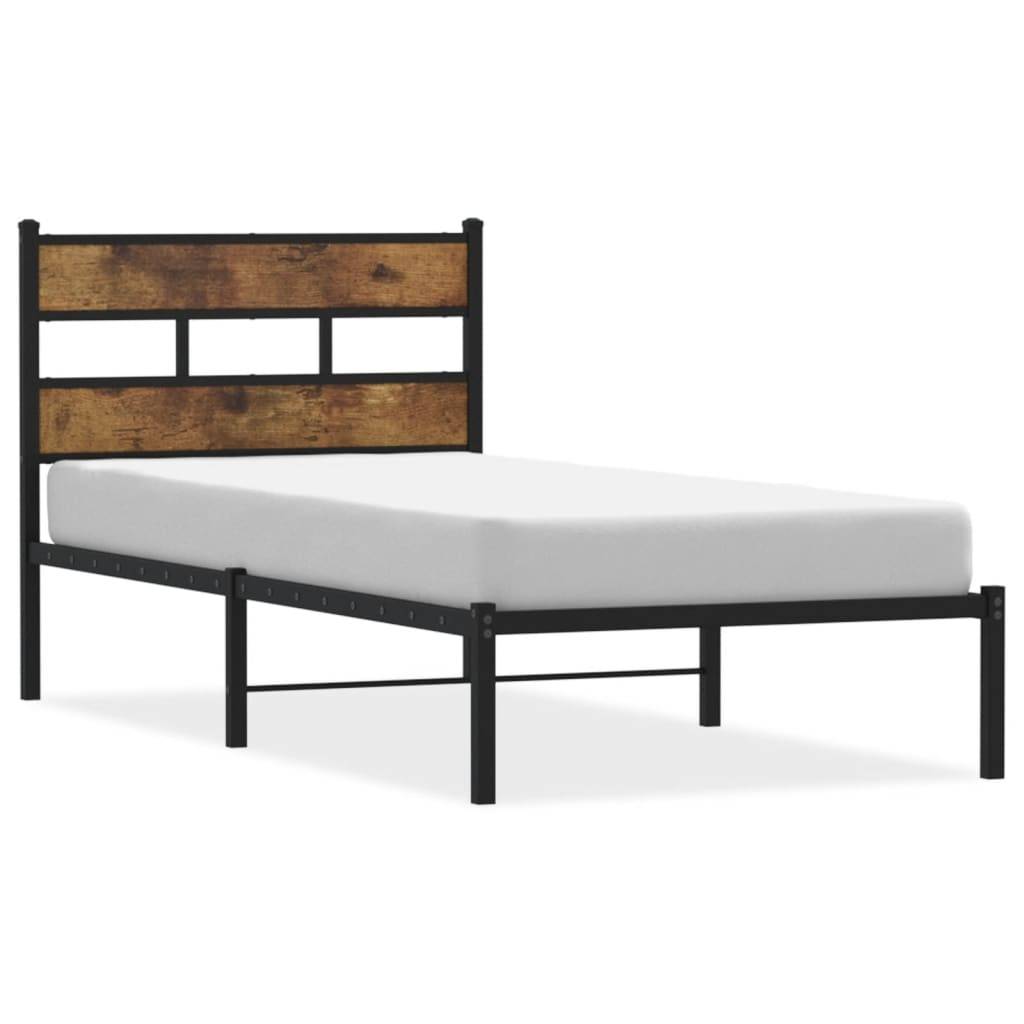 vidaXL Metallbett ohne Matratze Räuchereiche 80x200 cm