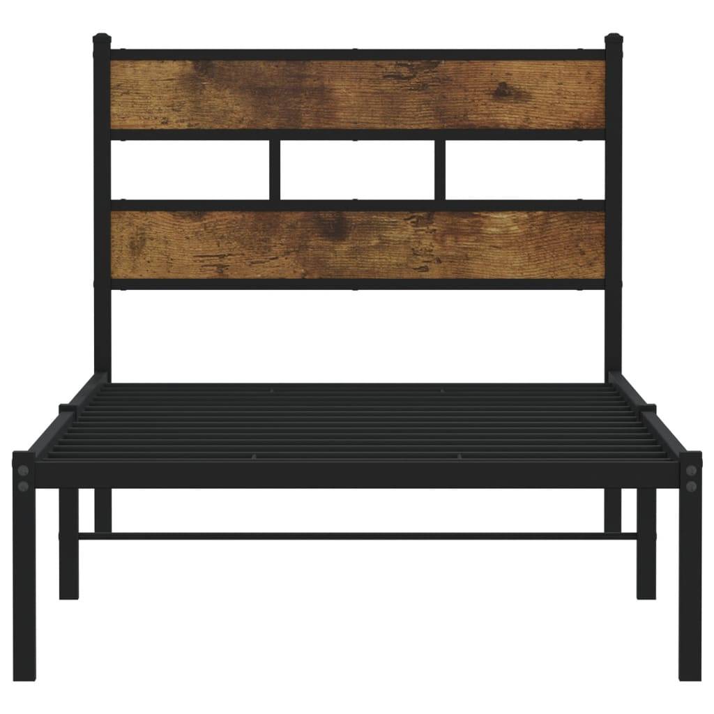 vidaXL Metallbett ohne Matratze Räuchereiche 80x200 cm