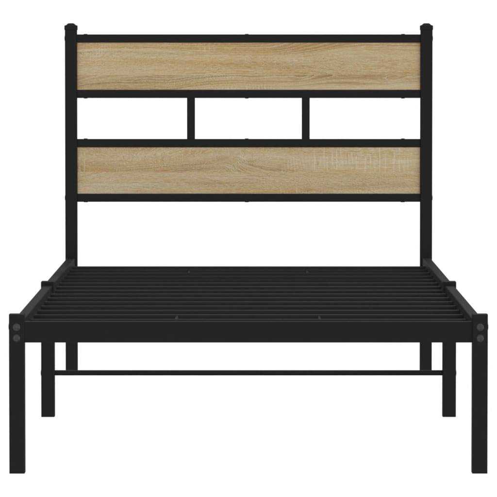 vidaXL Metallbett ohne Matratze Sonoma-Eiche 75x190 cm