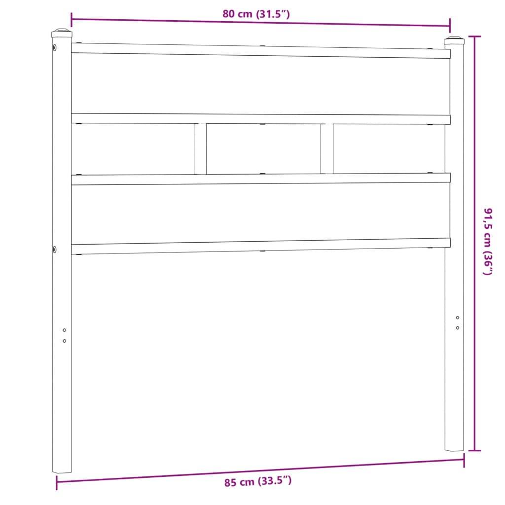 vidaXL Kopfteil Sonoma-Eiche 80 cm Eisen und Holzwerkstoff