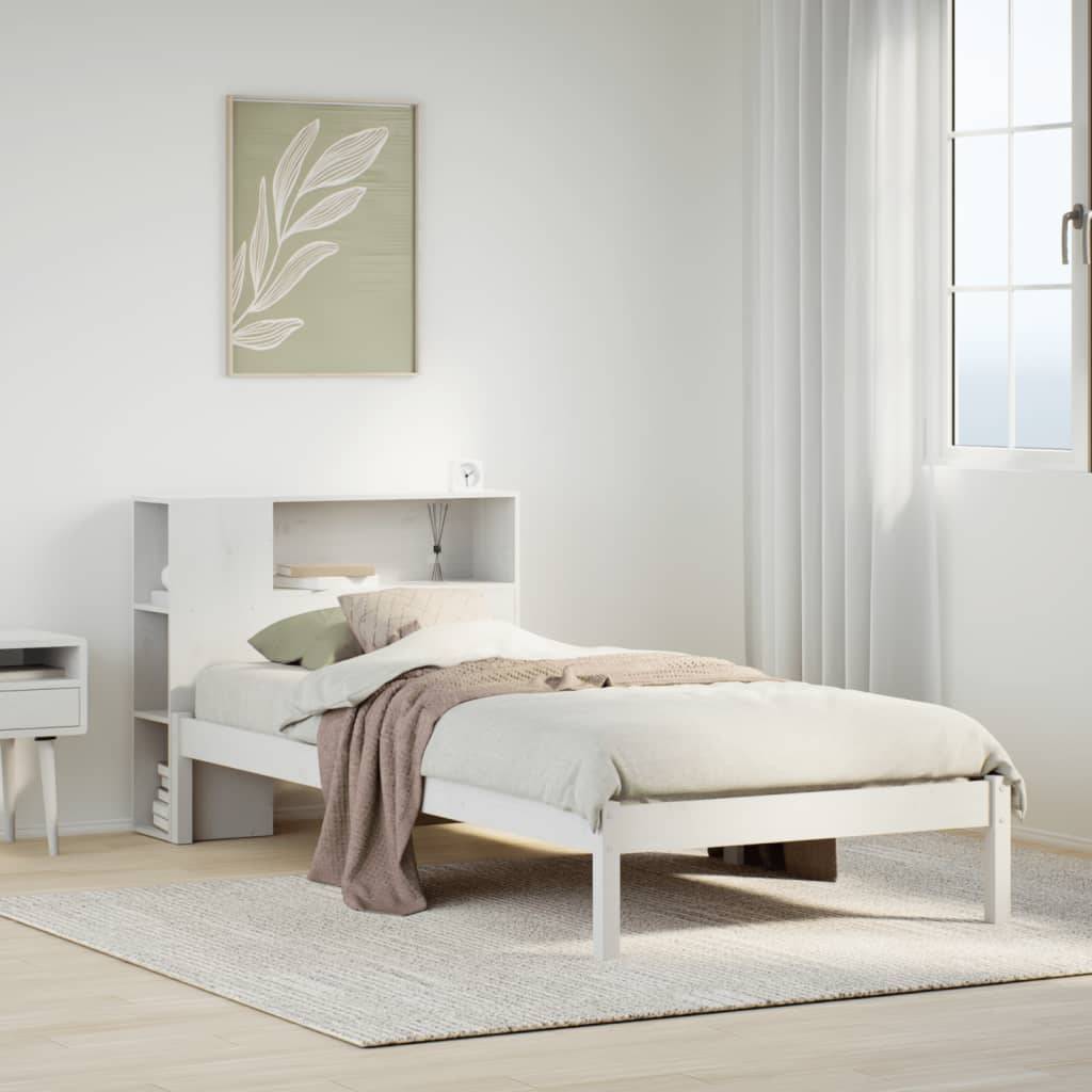 vidaXL Massivholzbett mit Regal ohne Matratze Weiß 75x190 cm Kiefer
