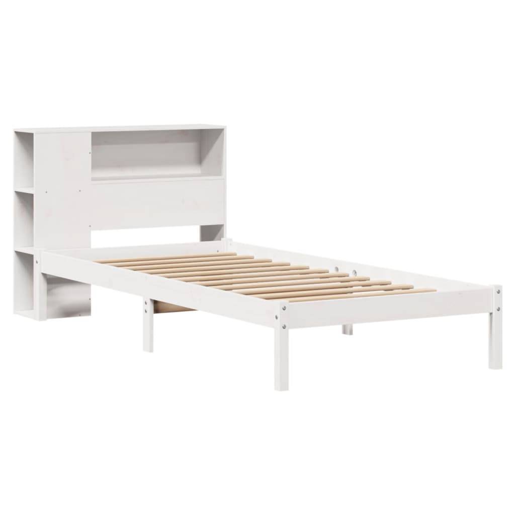 vidaXL Massivholzbett mit Regal ohne Matratze Weiß 75x190 cm Kiefer
