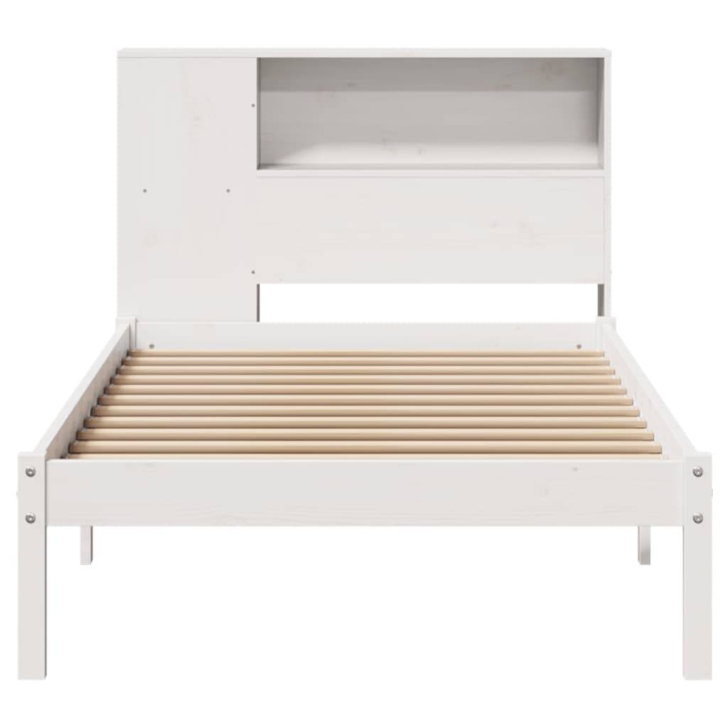 vidaXL Massivholzbett mit Regal ohne Matratze Weiß 75x190 cm Kiefer