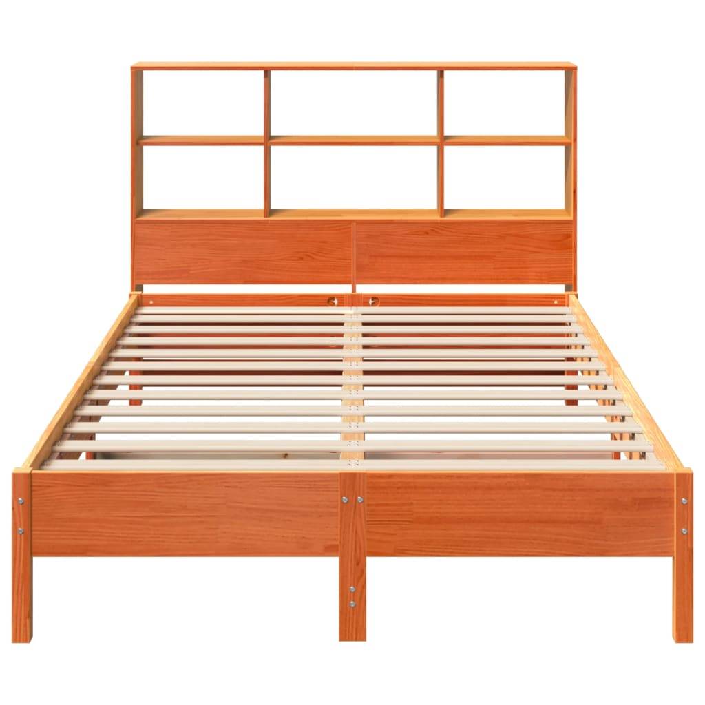 vidaXL Massivholzbett mit Regal ohne Matratze Wachsbraun 160x200 cm