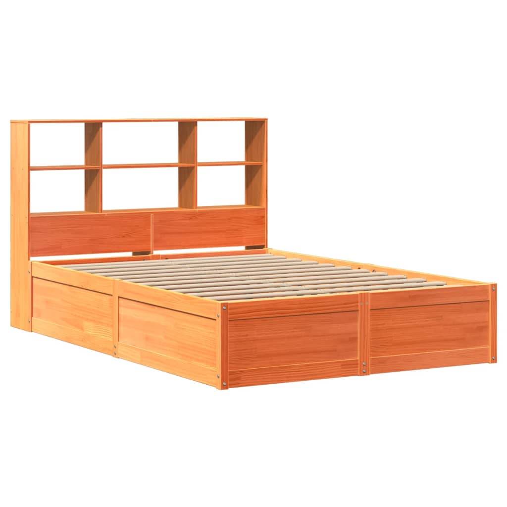 vidaXL Massivholzbett ohne Matratze Wachsbraun 140x200 cm Kiefernholz