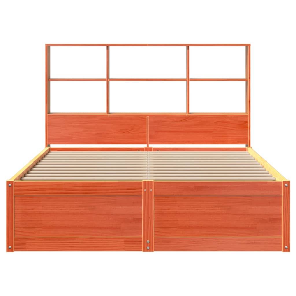 vidaXL Massivholzbett ohne Matratze Wachsbraun 140x200 cm Kiefernholz
