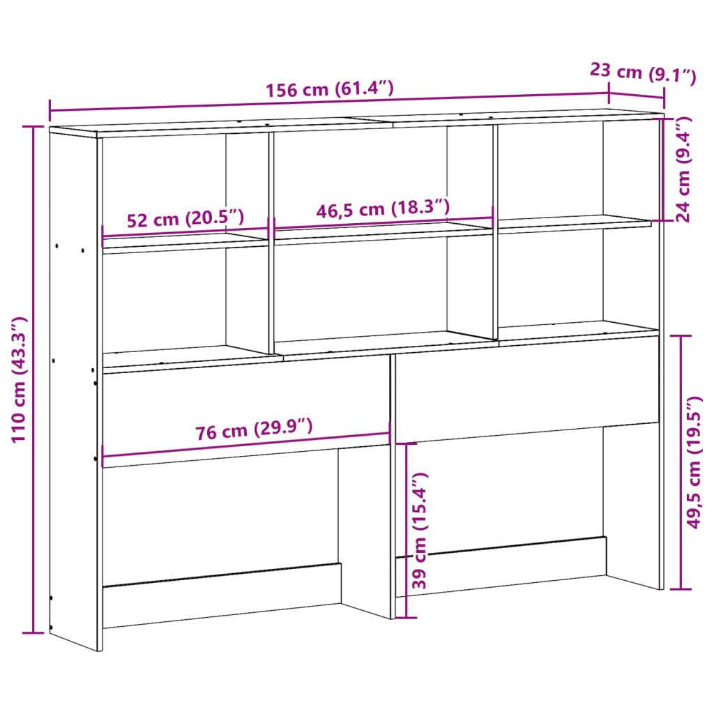 vidaXL Kopfteil mit Stauraum Wachsbraun 150 cm Massivholz Kiefer
